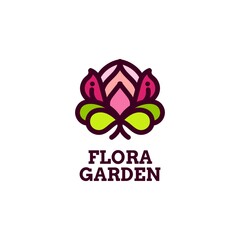 Obraz premium flora garden flower nature logo concept design illustration