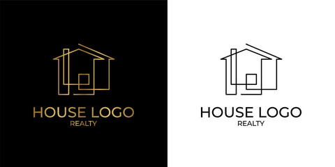 minimalist and elegant continuous line house logo for real estate, construction, interior, exterior home decoration