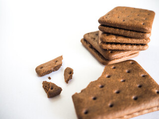 Chocolate biscuits on isolated white background isolated