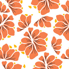 Abstract colorful seamless pattern, trendy template for design, botanical elements, white background, vector