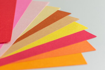 扇形に並べられたカラフルな色画用紙
