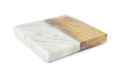 One stylish cup coaster isolated on white