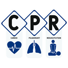 CPR - Cardiopulmonary Resuscitation acronym. business concept background. vector illustration concept with keywords and icons. lettering illustration with icons for web banner, flyer, landing pag