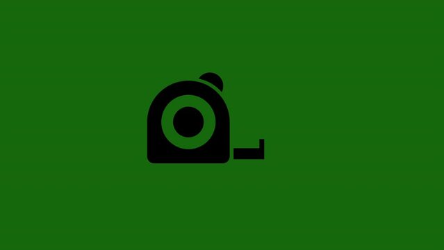 Measuring Tape icon animation. green background.  4K motion animation.