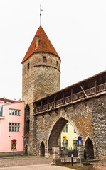 Monastery gate and tower of the medieval city wall of Tallinn