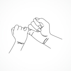 Holding hands pinky promise line art