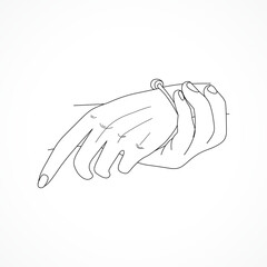 Line art holding hands vector illustration isolated