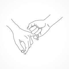 Holding hands pinky promise concept line art