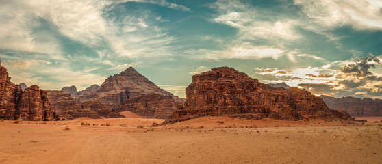 Scenic Wadi Rum mountains lanscape - Powered by Adobe