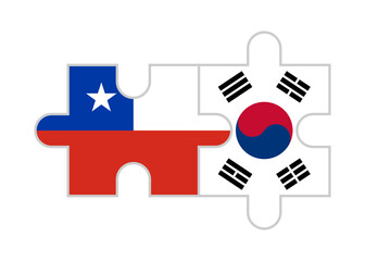 puzzle pieces of chile and south korea flags. vector illustration isolated on white background