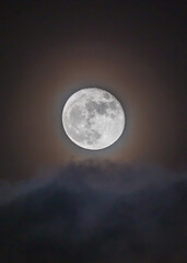Naklejka na ściany i meble full moon in the night sky with clouds high resolution