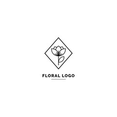 Simple and clean floral logo template. Minimal style logo for business and branding identity.