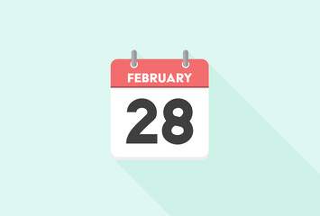 2月28日・FEBRUARY 28th の日めくりカレンダーのアイコン - 月末・平年のイメージ素材