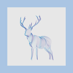 blue deer lines postcard