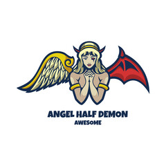 Illustration vector graphic of Angel Half Demon, good for logo design