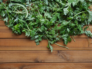 Fototapeta na wymiar 녹색 잎 채소, 쑥, 음식재료 
