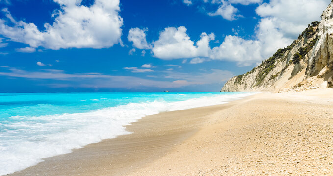 The famous Egremni beach (Lefkada,Greece)