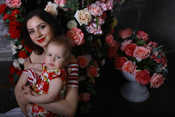 Concept of housing for young family. Parents playing with kids during family time at home.