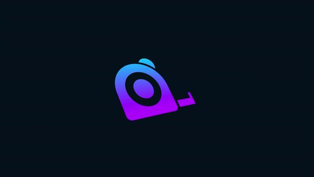 Measuring Tape icon animation - gradient color.  4K Video motion Animation.  purple and blue.