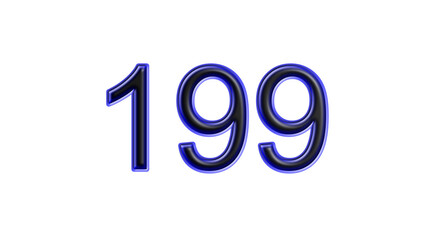 blue 199 number 3d effect white background