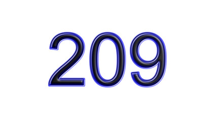 blue 209 number 3d effect white background