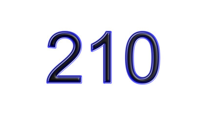 blue 210 number 3d effect white background