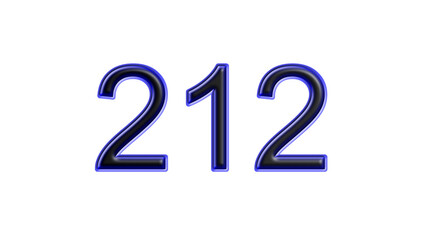 blue 212 number 3d effect white background