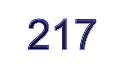 blue 217 number 3d effect white background