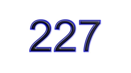 blue 227 number 3d effect white background