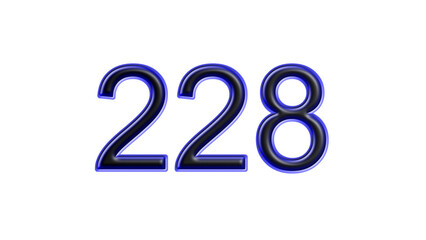 blue 228 number 3d effect white background