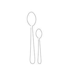 Spoons silhouette line drawing vector illustration