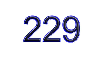 blue 229 number 3d effect white background