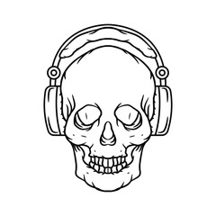 Head skull with headphone