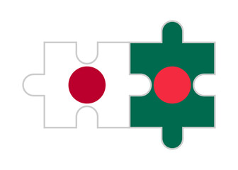 puzzle pieces of japan and bangladesh flags. vector illustration isolated on white background