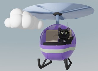 Cat and Helicopter and cloud