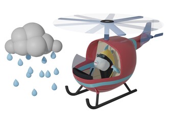 Fish and Helicopter and rain and clouds