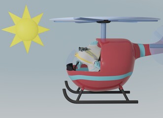 Fish and Helicopter and sunny sky