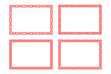 Chinese red rectangle frame vector design.