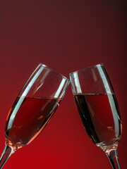 glasses on the table and dark background