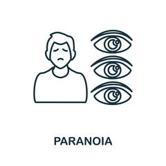 Paranoia icon. Line element from psychotherapy collection. Linear Paranoia icon sign for web design, infographics and more.