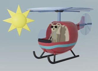 Dog and Helicopter and sunny sky