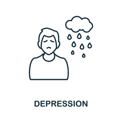 Depression icon. Line element from psychotherapy collection. Linear Depression icon sign for web design, infographics and more.