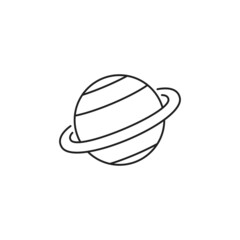 Saturn icon. Image of planetarium, space object. High quality black vector illustration.