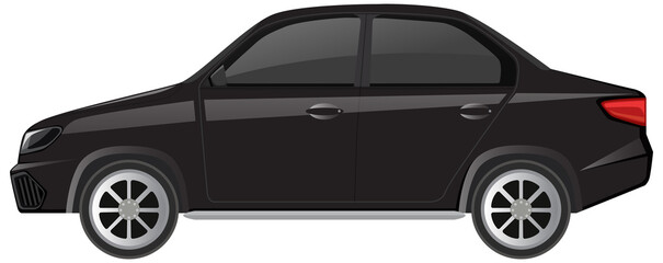 Black sedan car isolated on white background