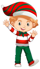 Cute boy in Christmas costume cartoon character