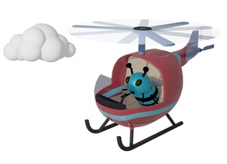 Blue Bee and Helicopter and Cloud