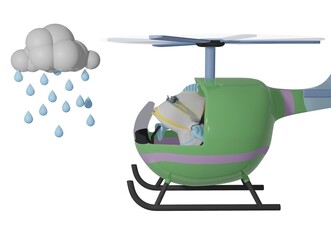 Fish and Helicopter and rain and clouds