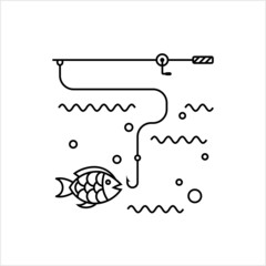 Fishing Icon, Fish Catching Activity Icon