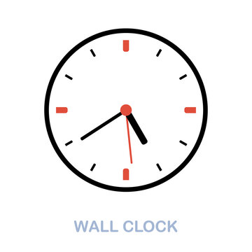 Wall Clock flat icon. Colored element sign from office tools collection. Flat Wall Clock icon sign for web design, infographics and more.