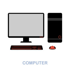 Computer flat icon. Colored element sign from office tools collection. Flat Computer icon sign for web design, infographics and more.